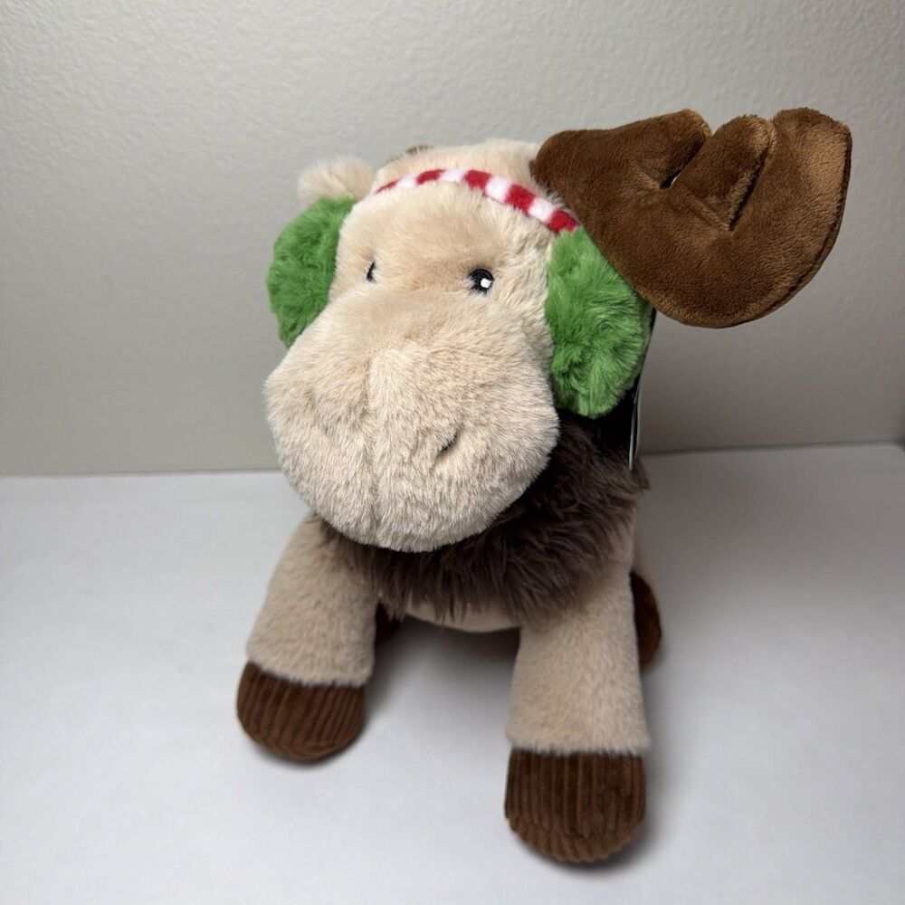 NWT GiggleScape Moose with ear muffs 14" Stuffed Animal toy bean tush